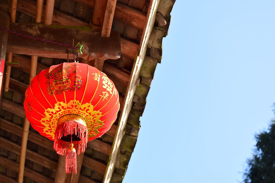 Lantern, Housing, Blue Sky, cultures, chinese lantern, hanging, HD wallpaper