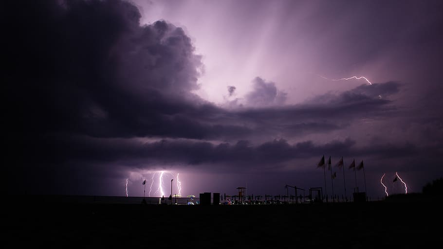 paestum, thunderstorm, lightning, cloud - sky, storm cloud, HD wallpaper