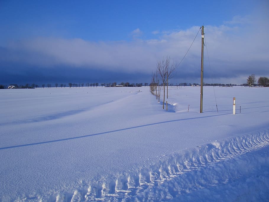 winter, away, wintry, no way, in sight, sky blue, snow white HD wallpaper