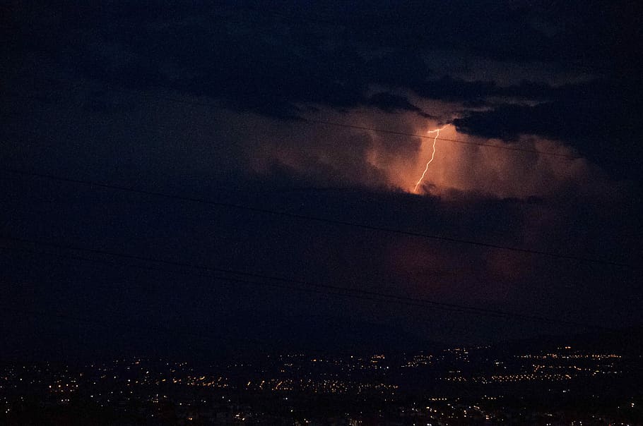 Lightning, Thunderstorm, Clouds, sky, landscape, cloud - sky HD wallpaper