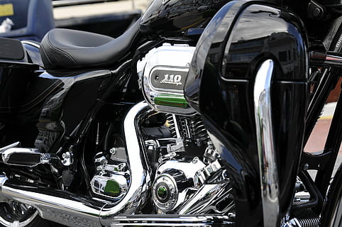 black cruiser motorcycle, chrome, harley davidson, shiny, two wheeled vehicle HD wallpaper
