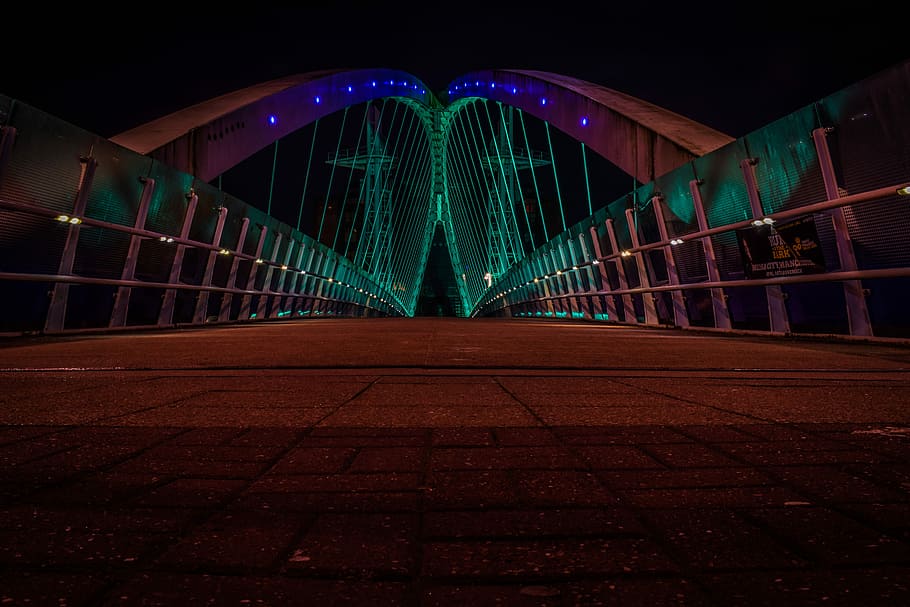 Bridge, Architecture, Lights, Steel, led, suspension, urban HD wallpaper