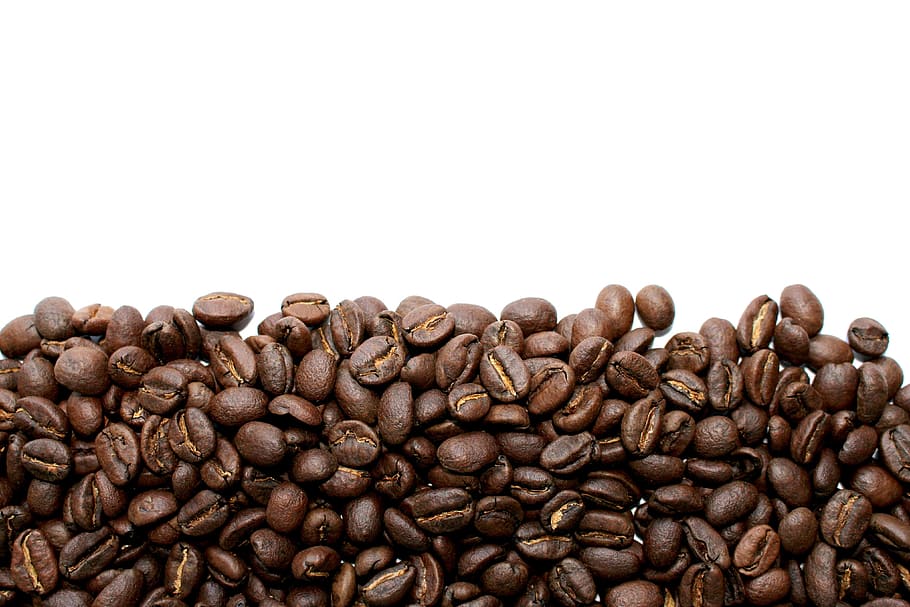 Coffee beans on white background, food/Drink, brown, roasted, HD wallpaper
