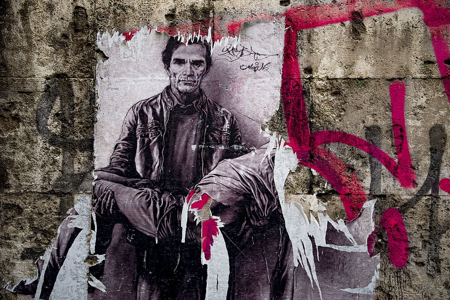 wall, poster, sign, bill, old, dirty, grunge, pasolini, filmmaker