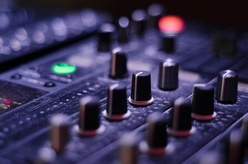 selective focus photography of mixing console, mixer, knobs HD wallpaper