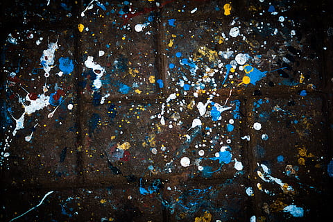 white and blue paint on concrete brick, Abstract, Splash, Grunge HD wallpaper