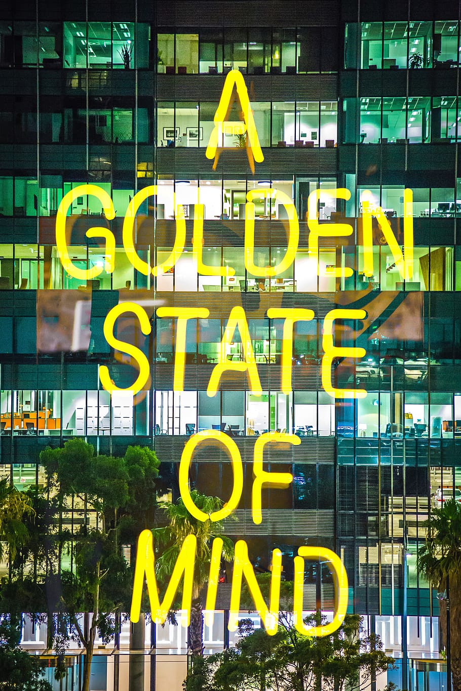 Golden State Of Mind Neon Sign, typography, night, neon Light HD wallpaper
