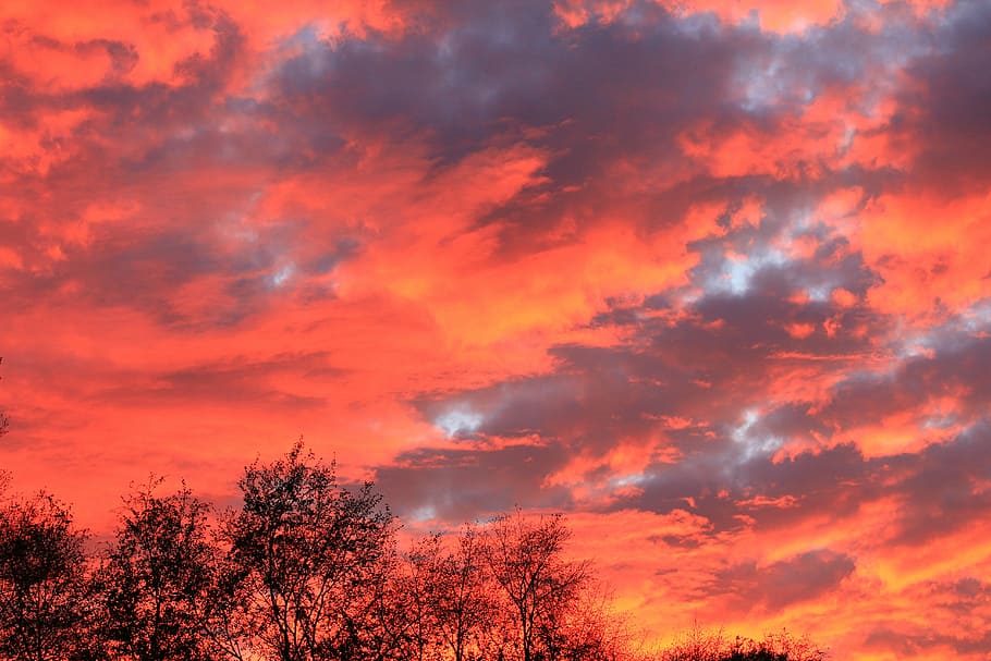 sunset, afterglow, bright, sky, picturesque, calming, colorful HD wallpaper