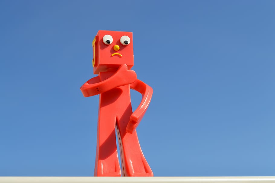 red character toy against blue background, sad, despair, depression HD wallpaper