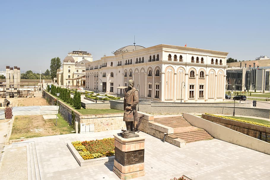 ship, skopje, building, bridge, urban, main square, river, city HD wallpaper