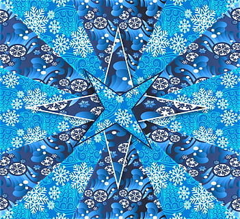 blue and multicolored digital wallpaper, snowflakes, decor HD wallpaper
