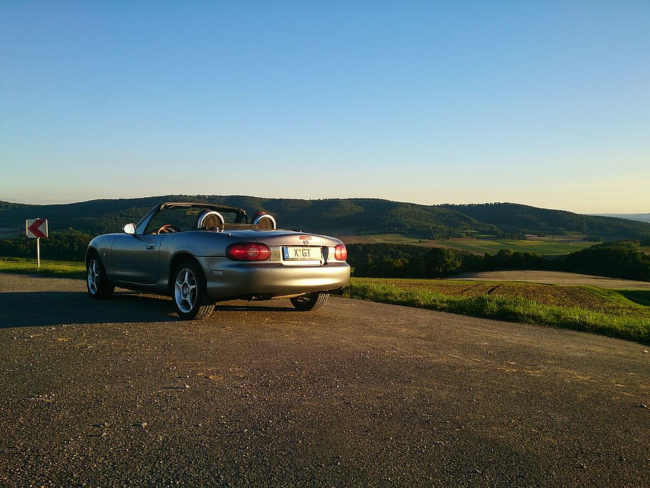 mazda, mx 5, convertible, cabriolet, open, weser uplands, landscape HD wallpaper