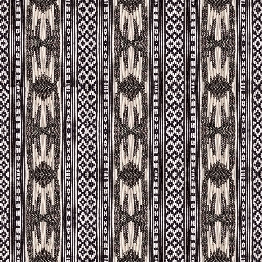 pattern, texture, black and white, textile, ethno, metallic HD wallpaper