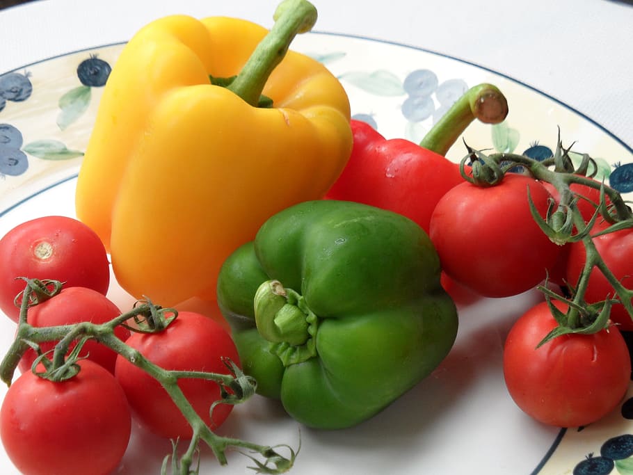paprika, tomato, vegetable scale, food and drink, freshness HD wallpaper