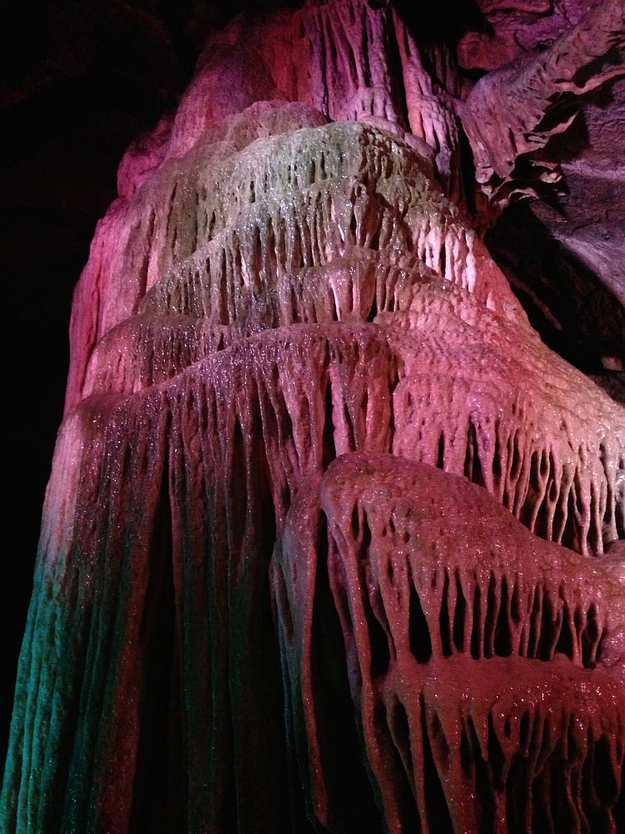 cave, nature, impressive, dark, flowstone, red, stalagmite HD wallpaper