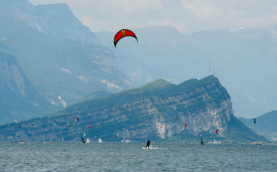 kite surfing, kitesurfer, sport, wind, kitesurfing, sky, water sports, HD wallpaper