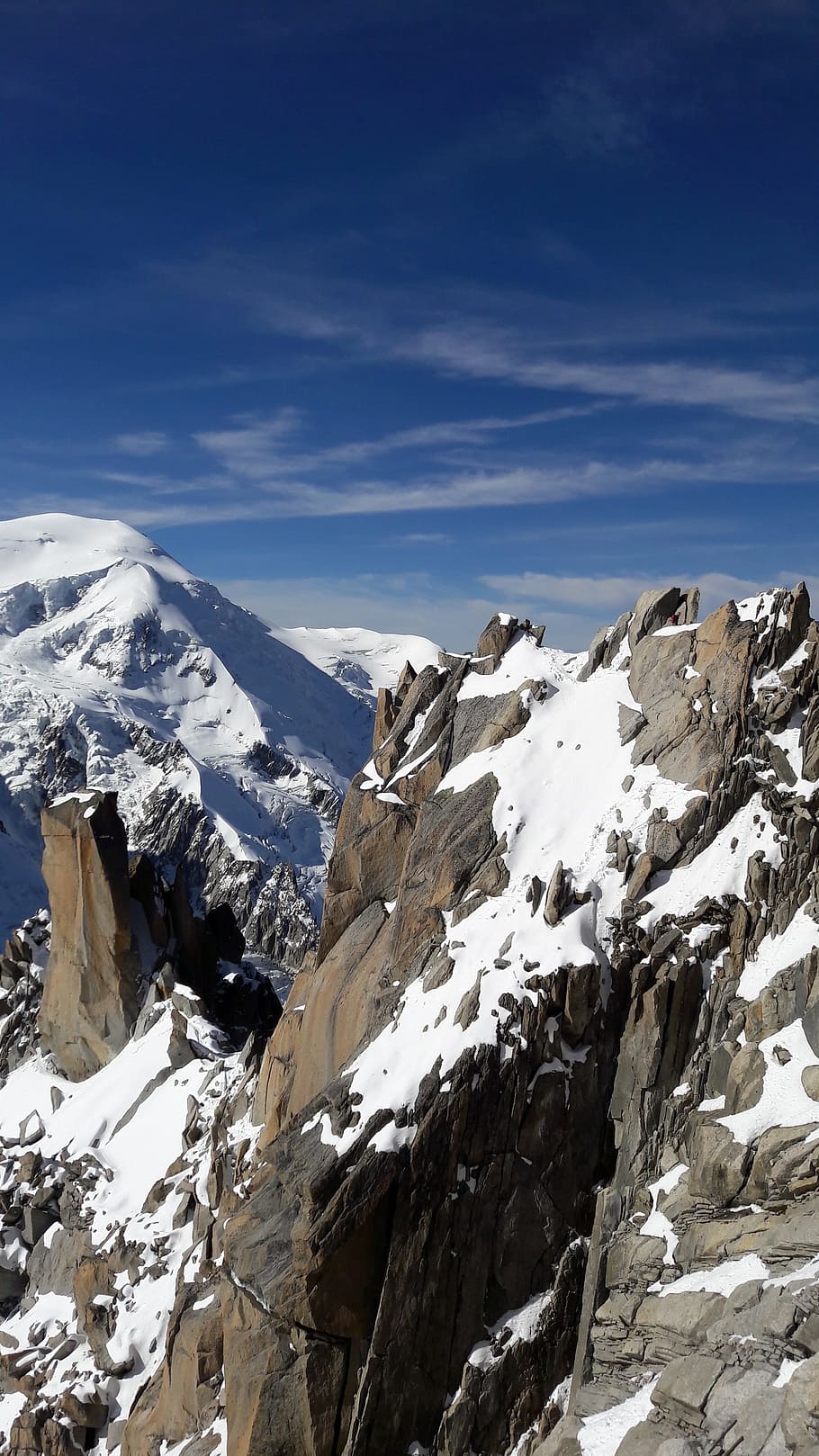 view from piton north, aiguille du midi, chamonix, cold temperature, HD wallpaper