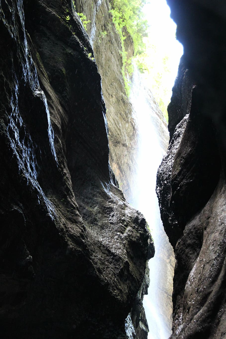 crevice, water, mass, fall, waterfall, motion, scenics - nature HD wallpaper