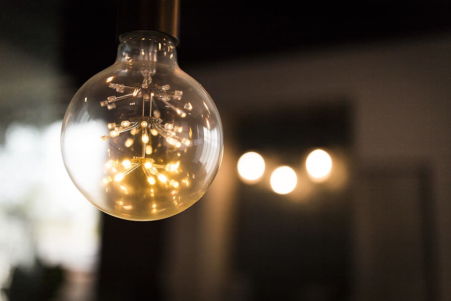 light bulb shallow focus photography, electric, light bulbs HD wallpaper