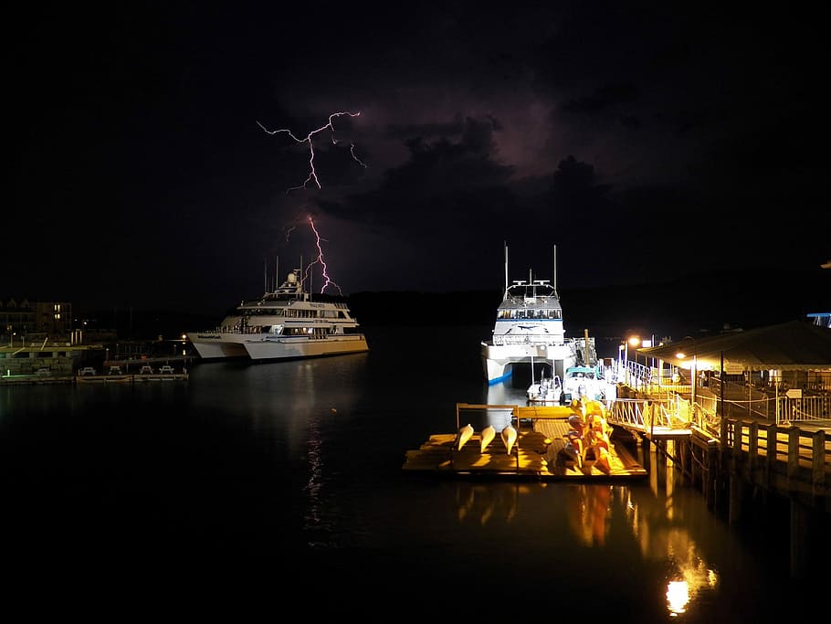 Lightning, Storm, Stormy, Sky, thunder storm, whale watch vessels, HD wallpaper