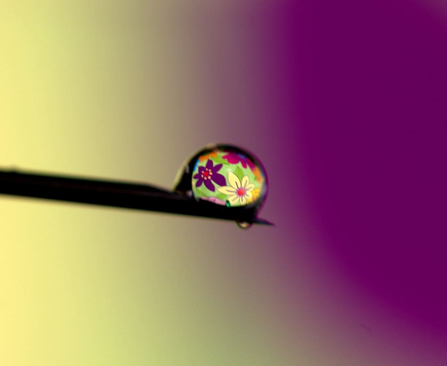 drop, water, reflection, coloring, macro, colored background HD wallpaper