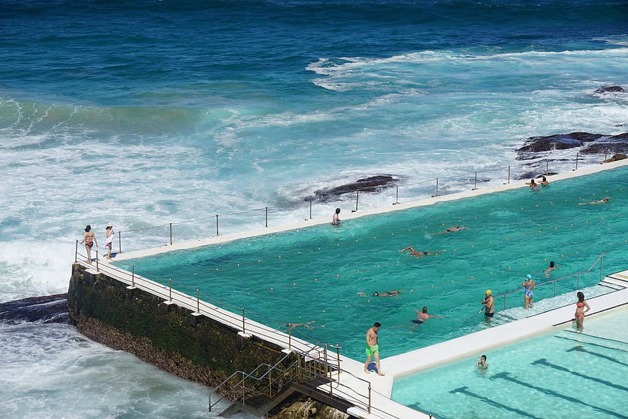 Sydney, Beach, Ocean, bondibeach, water, sea, high angle view HD wallpaper