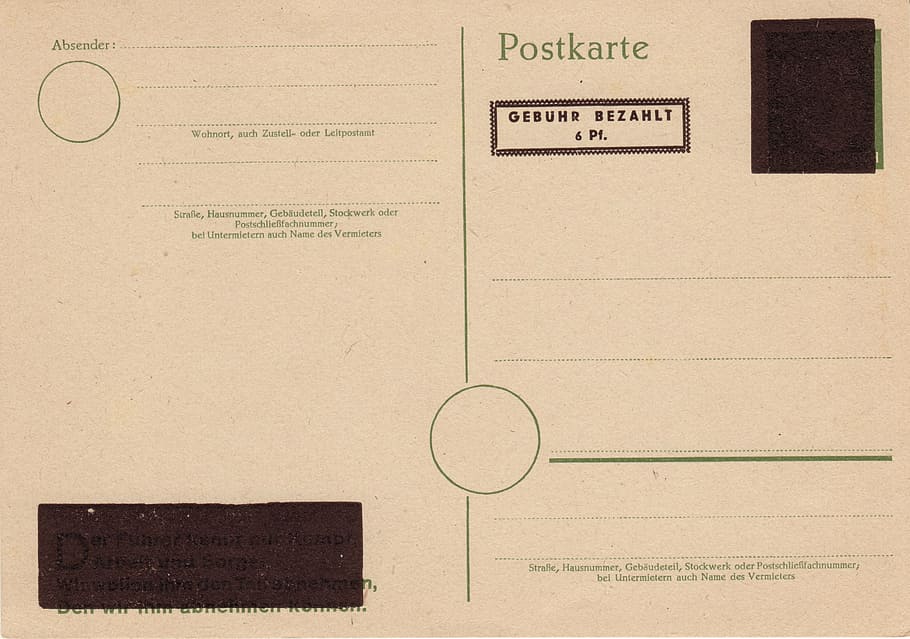 german empire, germany, postcard, penny, old, fee, stamp, imprint, HD wallpaper