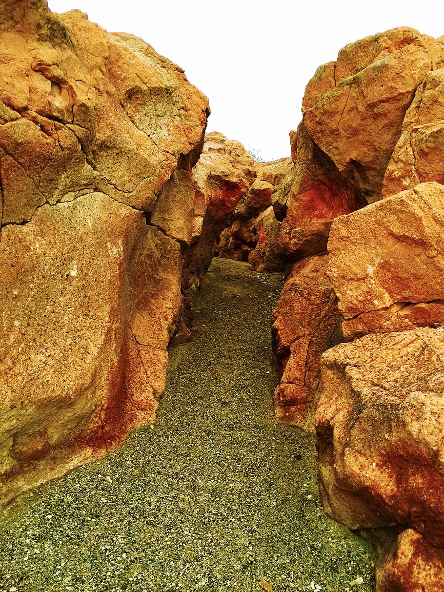 rocks, desert stone, landscape, path, between rocks, rock - object HD wallpaper