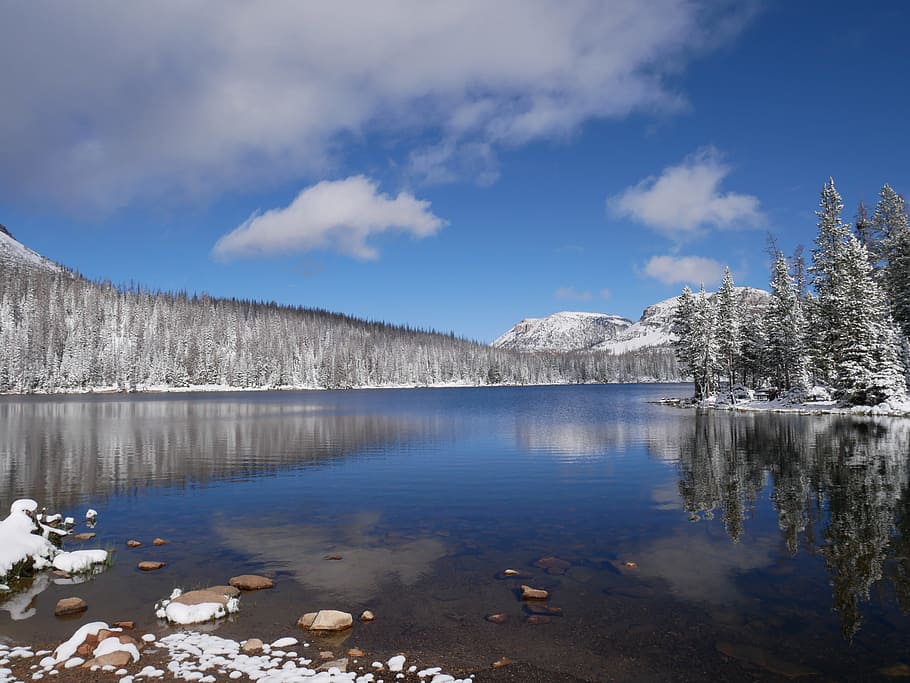 Snow Body of Water Photography during Snow Season, clouds, cold, HD wallpaper