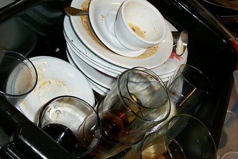 assorted dinnerware lot, dishes, dishwasher, dirty, kitchen HD wallpaper