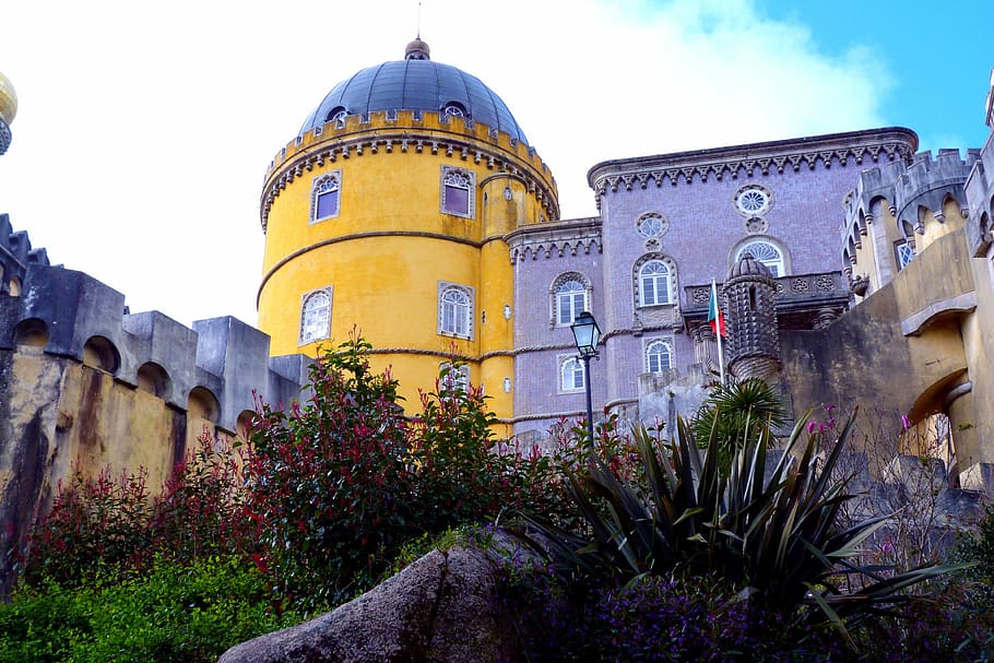 castle, building, architecture, palace, sintra, portugal, built structure HD wallpaper