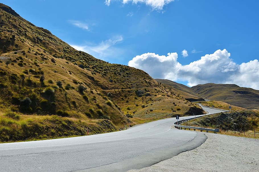 gray asphalt road beside mountain hill d, Scenery, Cloud, the scenery HD wallpaper