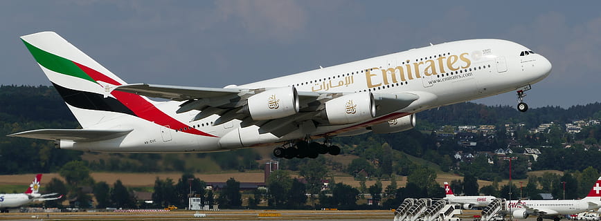 HD wallpaper: airport, zurich, balls, departure, a380, emirates, take off |  Wallpaper Flare