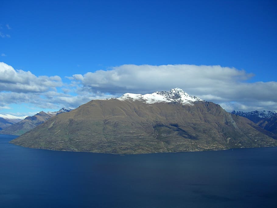 island, snow, cloud, mountain, nature, lake, scenics, landscape HD wallpaper