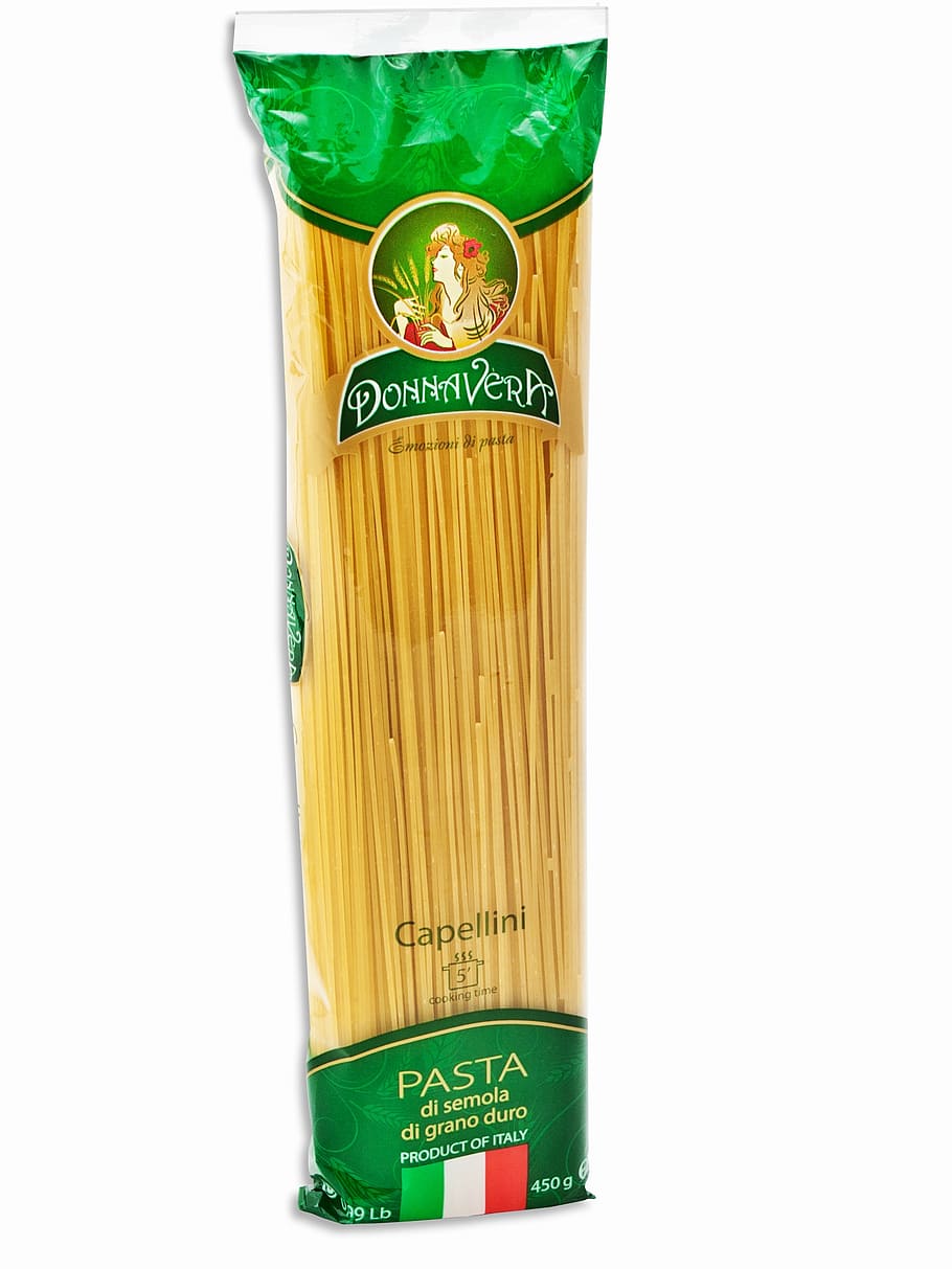 spaghetti, pasta, products, studio shot, white background, text HD wallpaper