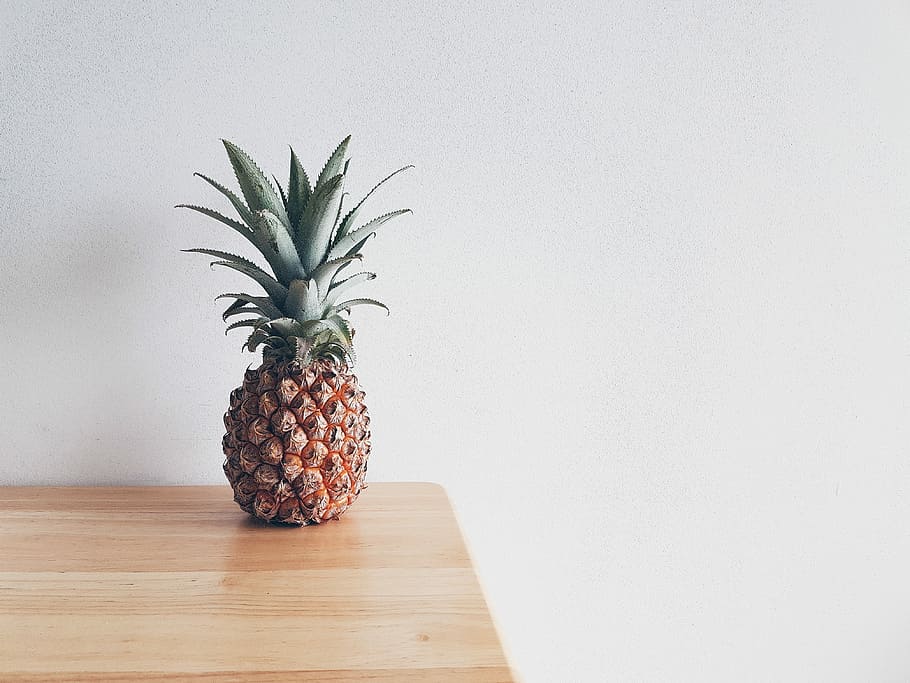A n a n a s, pineapple on top of table, fruit, food art, food photography, HD wallpaper