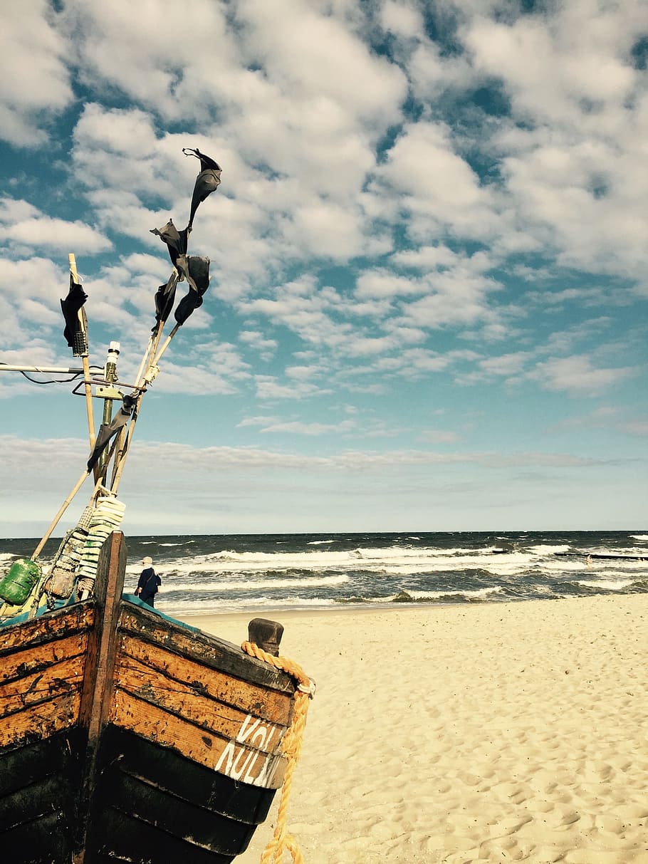 Boot, Baltic Sea, Sea, Beach, Wind, Wave, winter, nautical Vessel HD wallpaper