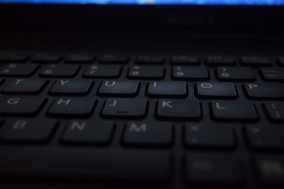 Turned on Black Laptop Computer, alphabet, blur, close -up, computer keyboard HD wallpaper