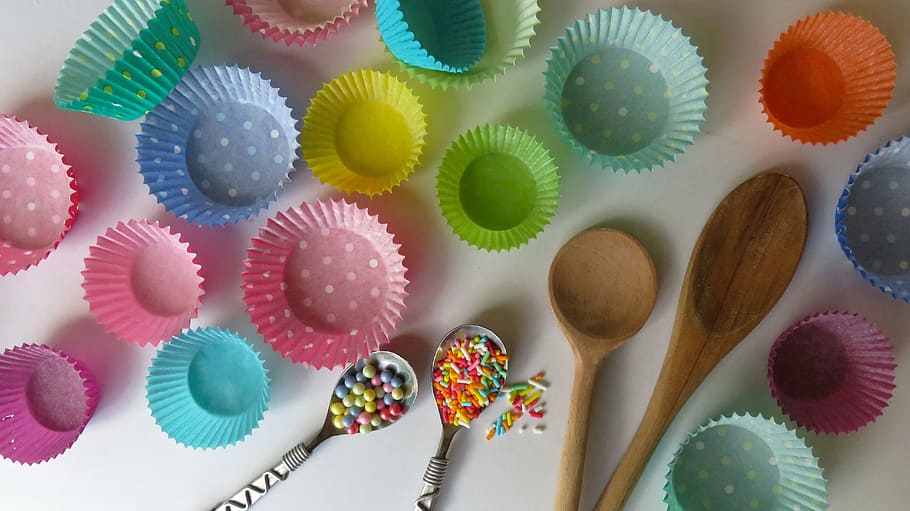 baking cups lot, cupcakes, cupcake cases, celebration, colorful HD wallpaper