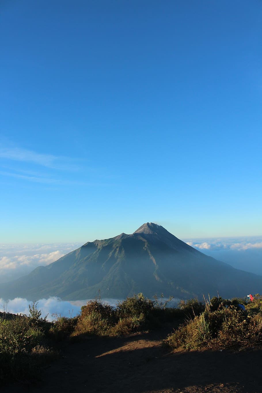 indonesian, view, merbabu, merapi, sky, mountain, scenics - nature, HD wallpaper