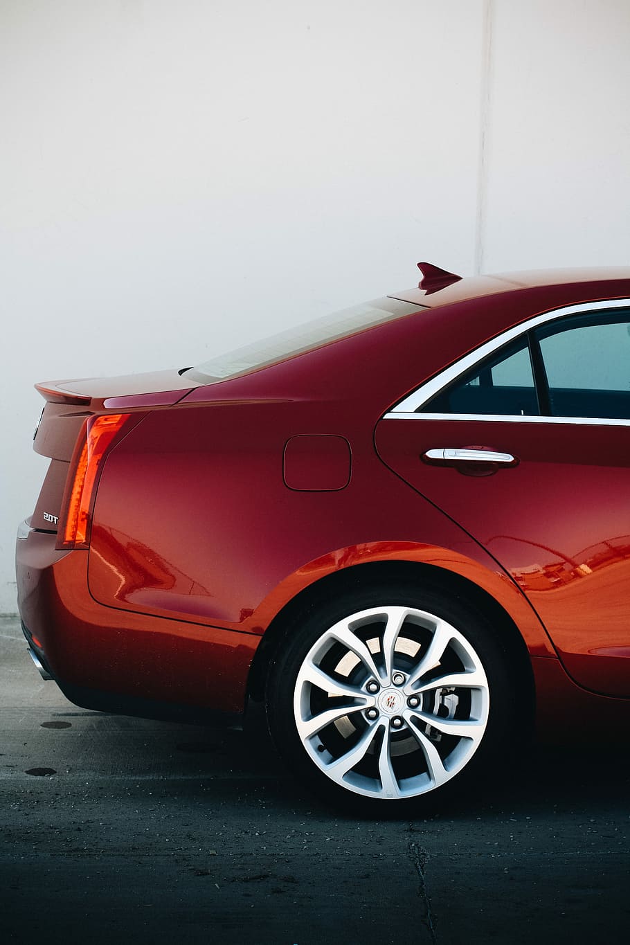 red car on asphalt road, red Cadillac CTS sedan, vehicle, at HD wallpaper