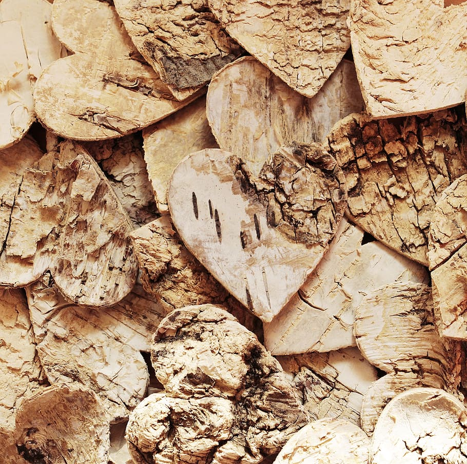 brown wooden heart decors, wood heart, texture, background HD wallpaper