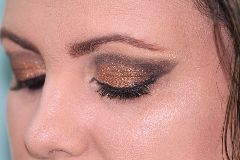 woman brown eyeshadow, makeup, beauty, female, eyeliner, shadows HD wallpaper
