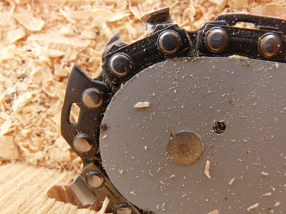 close-up photography of saw, chainring, chainsaw, wood, firewood, HD wallpaper