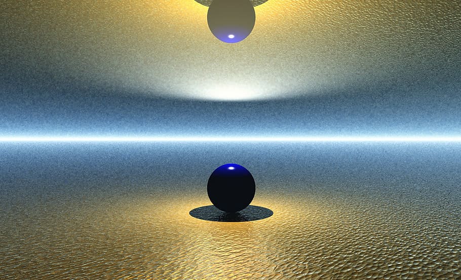 blue ball on white surface, digital, computer, graphic, abstract HD wallpaper