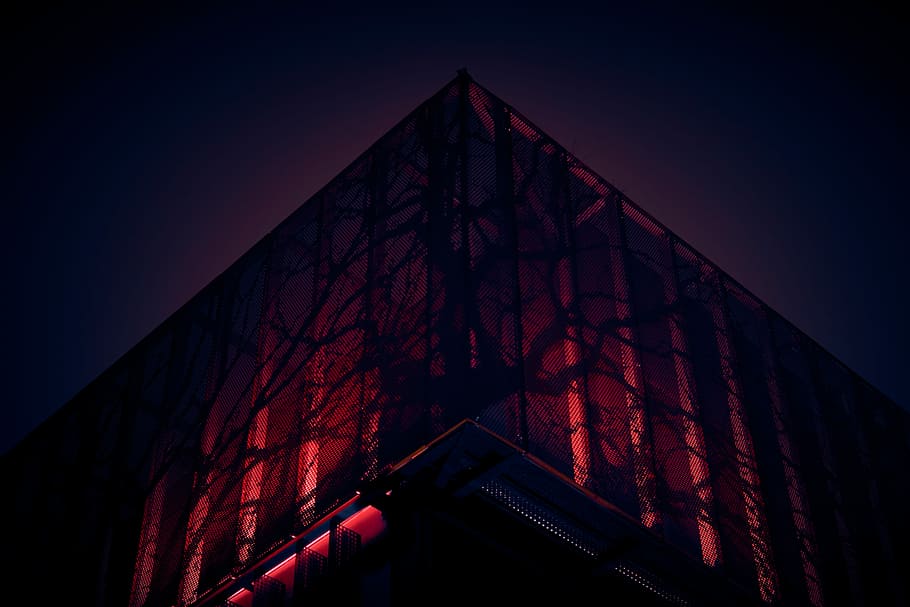 untitled, building, architecture, night, dark, lights, low angle view HD wallpaper