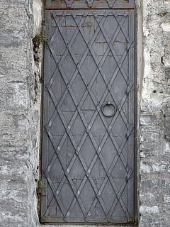 metal, door, hinge, secure, entrance, narrow, doorway, closed HD wallpaper
