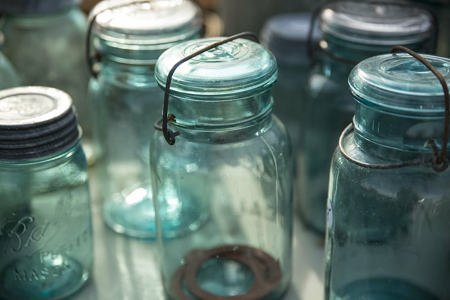 several glass jars, clear, bottles, laboratory, variation, no people, HD wallpaper