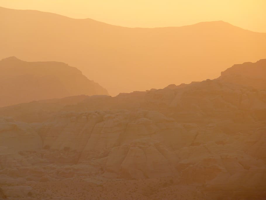 Petra, Jordan, Holiday, Travel, middle east, sandstorm, back light, HD wallpaper