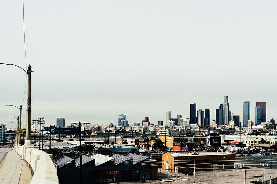 Los Angeles Skyline, California, buildings, city, photo, public domain, HD wallpaper